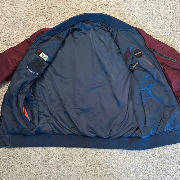 Kevitle Men’s NASA Collection Zip Up Flight Bomber Jacket Burgundy Size S - Picture 3 of 11